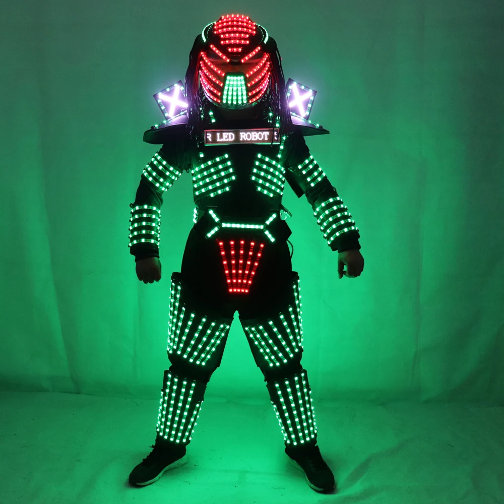 Fuera de plazo atributo permanecer Led Robot Costumes Clothes Led Lights Luminous Stage Dance Performance Show  Dress For Night Club - Led Tron Dance Wear - AliExpress