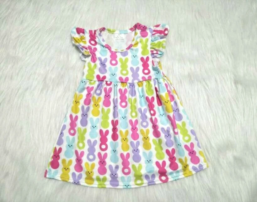 

Summer rabbit pattern dress for baby girls high quality cute flying sleeveless dresses children casual vestido gxj
