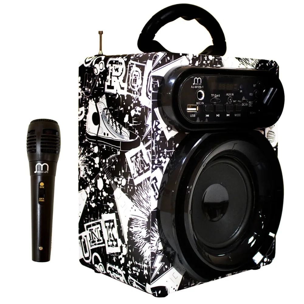 

Speaker Karaoke Player with Microphone 15W Wireless FM Radio Portable USB TF Card Rechargeable with Remote