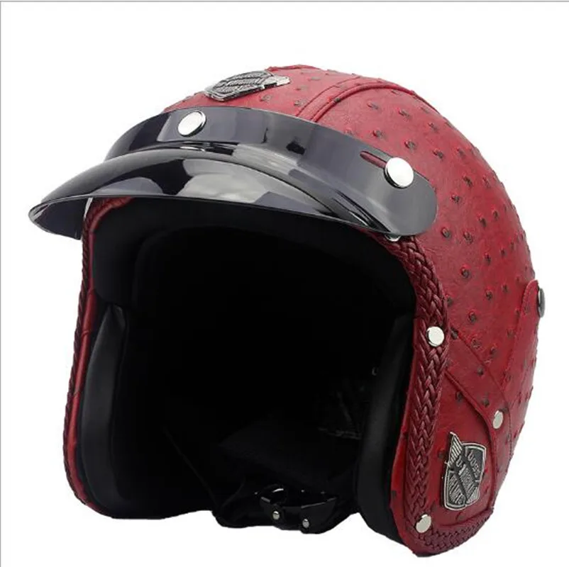 

leather helmet Adult Open Face Half Leather Helmet Harley Moto Motorcycle Helmet vintage Motorcycle Motorbike Vespa