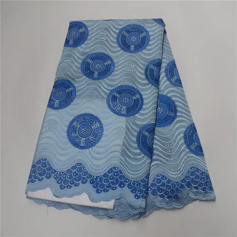 

Nigerian Lace fabrics 2018 African Swiss Voile Lace High Quality sky blue voile lace fabric with stones