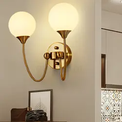 Современные Nordic кованого железа стеклянный шар настенные светильники простой спальня творческий проход гостиная прикроватные