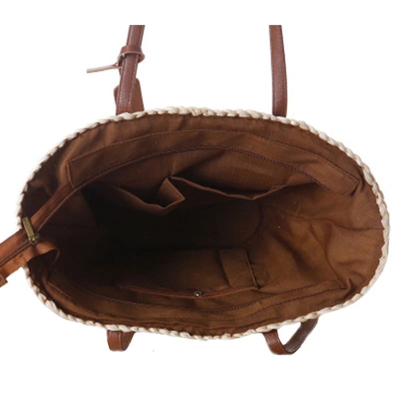 Women Bohemian Handbag Lady Summer Beach Straw Bags Female Weave Shopping Shoulder Bag Large Handmade Casual Simple Bag SS3030 (17)
