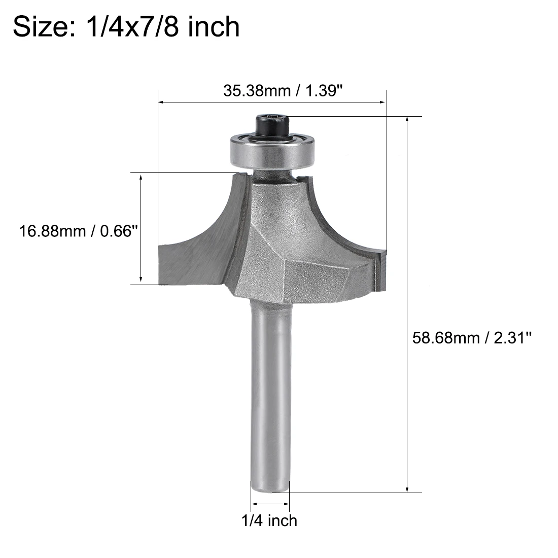 uxcell 1//4-inch Shank 1-inch Cutting Dia 2 Flutes Corner Round Roundover Router Bit