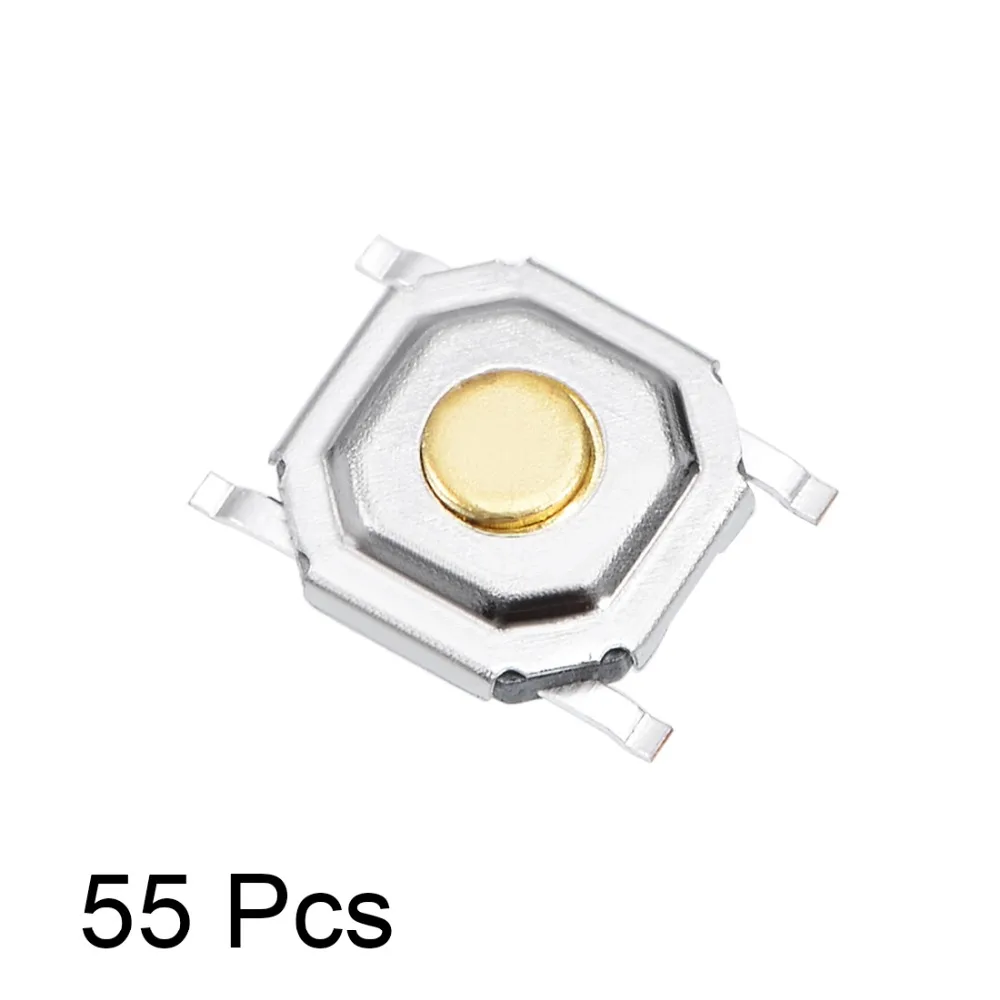

UXCELL 55PCS 5x5x1.5mm Momentary Panel PCB SMD SMT Mount 4 Pins Push Button SPST Tactile Tact Switch Yellow Switches Accessories