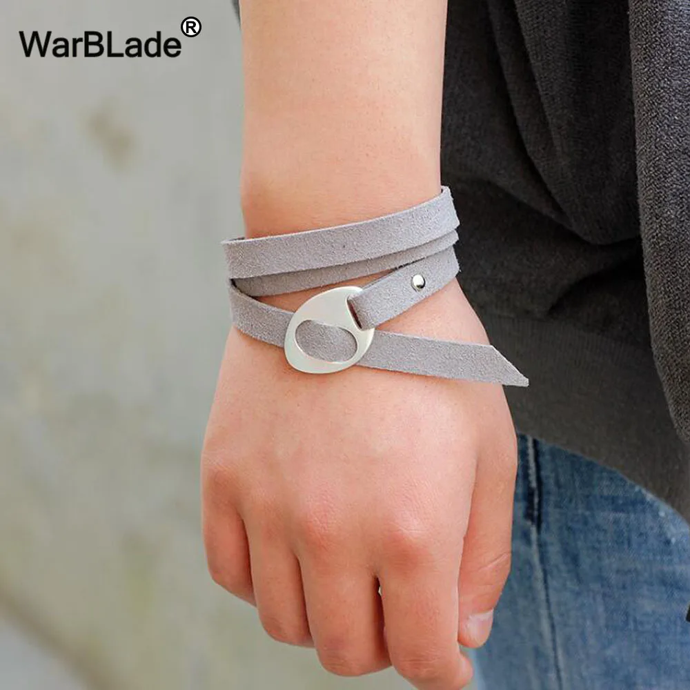 WarBLade 2018 New Design Black Men Bracelets Bangles Fashion Jewelry Multilayer Genuine Leather Bracelet For Women Wristband