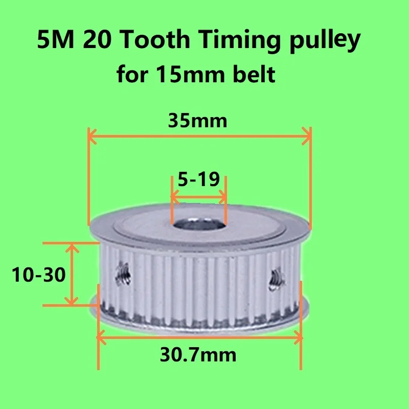 5M 20 tooth for 15mm belt Timing Belt Pulley inner bore 6 8 10 12 12.714 15 19mm CNC laser pulley Aluminum | Обустройство дома