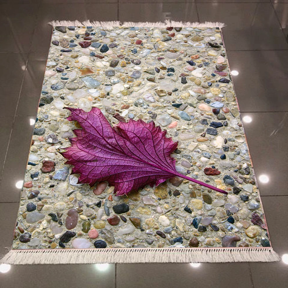 Else коричневая мозаичная галька, камни, дорога, фиолетовый лист, 3d-принт, микрофибра, не скользит, стирается, декоративный ковер для килима
