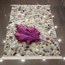 Else коричневая мозаичная галька, камни, дорога, фиолетовый лист, 3d-принт, микрофибра, не скользит, стирается, декоративный ковер для килима