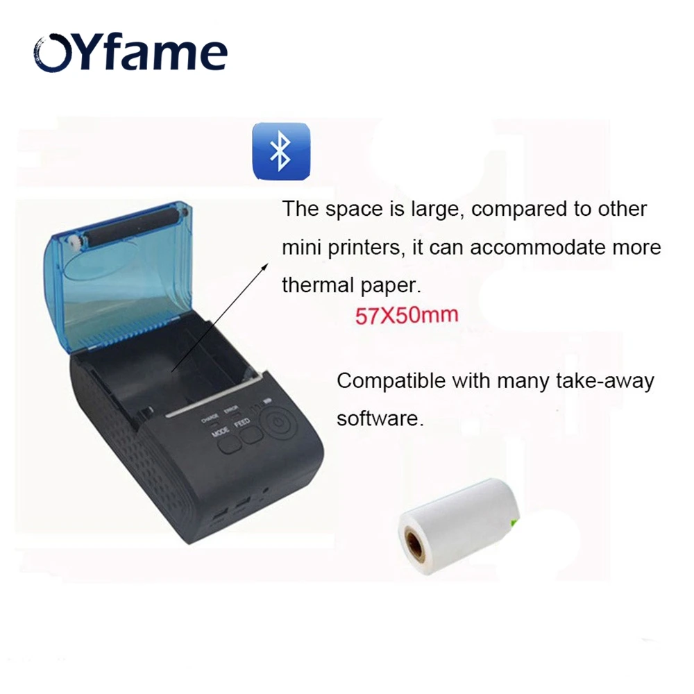 Мини принтер OYfame для чеков и этикеток термопринтер с bluetooth портативный аппарат
