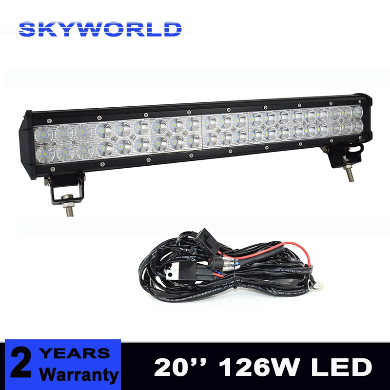 

20 inch 126W Dual Row LED Work Light Bar for Tractor Boat OffRoad 4WD 4x4 Truck SUV ATV Spot Flood Combo Beam 12V 24v