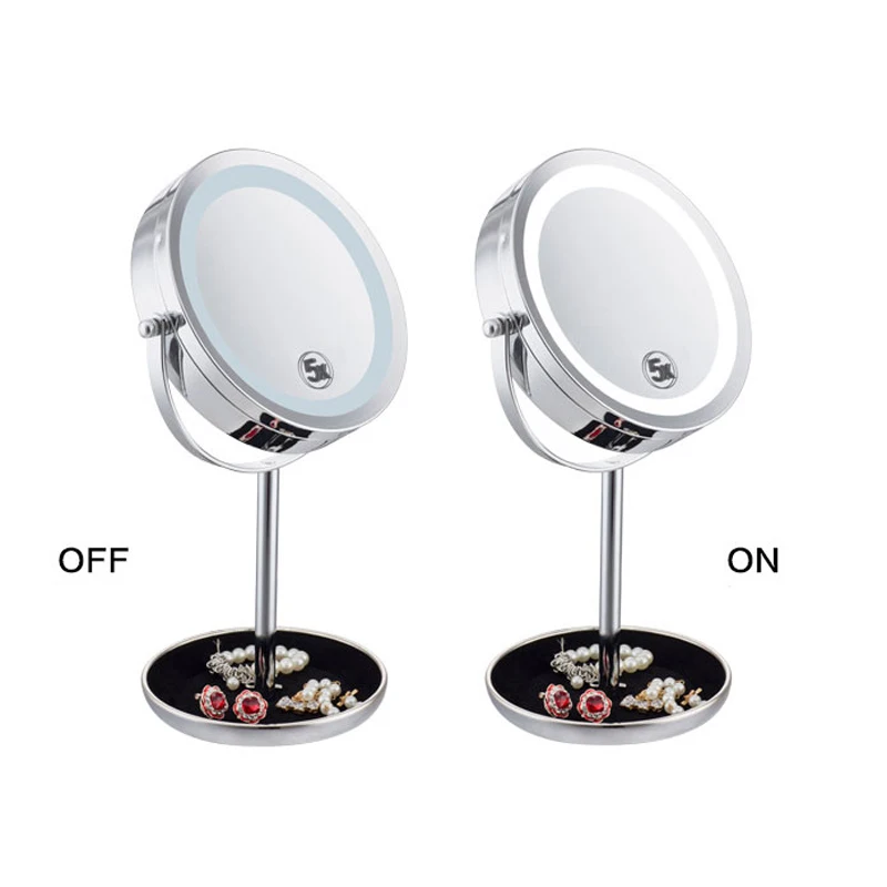 

5X Or 10X LED Lights Makeup Mirror Desktop Double Side Mirror Magnification New Style 7 Inches Bathroom Cosmetic Mirror