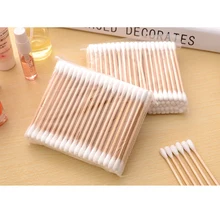 200 шт./компл. Для женщин Красота косметический Макияж двойной головкой хлопок деревянной ручкой тампон почки Щупы для мангала нос, уши Тематические товары про рептилий и земноводных Здоровье и гигиена Инструменты