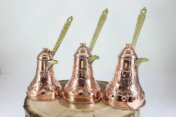 

Handmade Turkish Copper Coffee Pot Chiselwork Cezve Jezve Jazzva Briki Heavier
