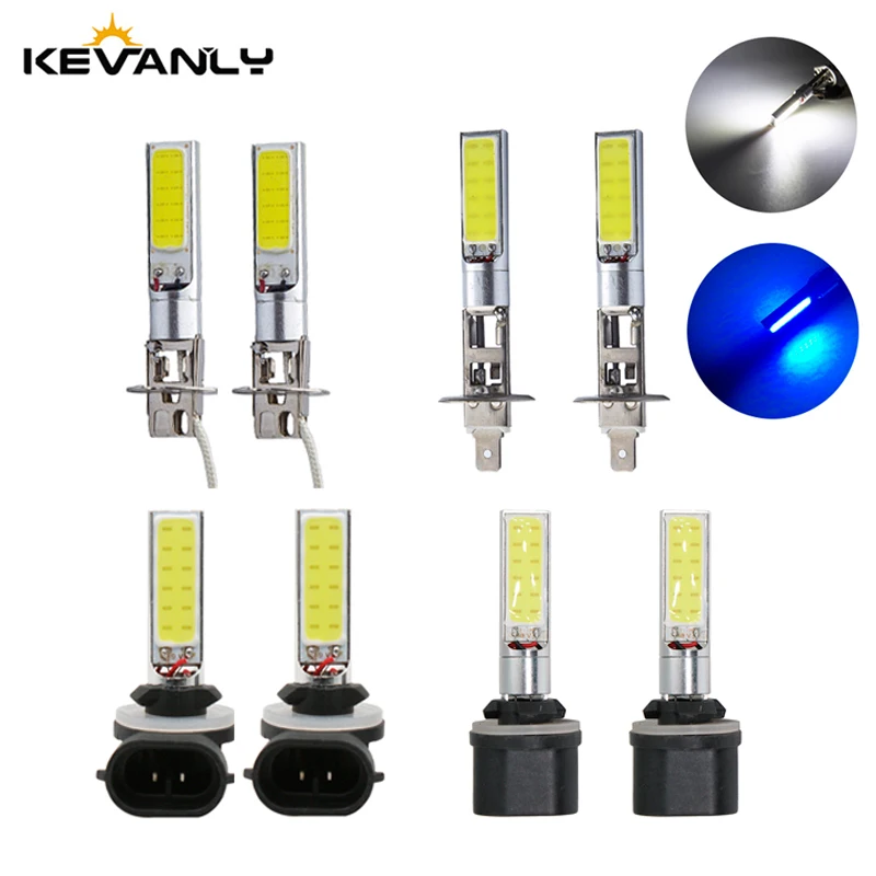 

2Pcs H1 h3 led 880 881 H27 COB LED Fog lamp Driving Light Lamp Bulb Ice Blue LED Car Auto Daytime Running Light DRL DC12V