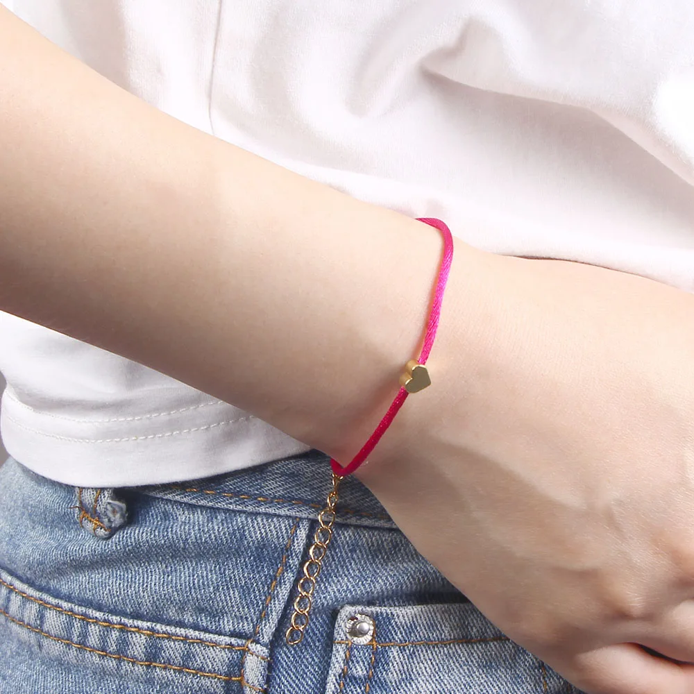 Gold/silver Heart Shape Pendant Bracelet Handmade Long Chain Adjustable