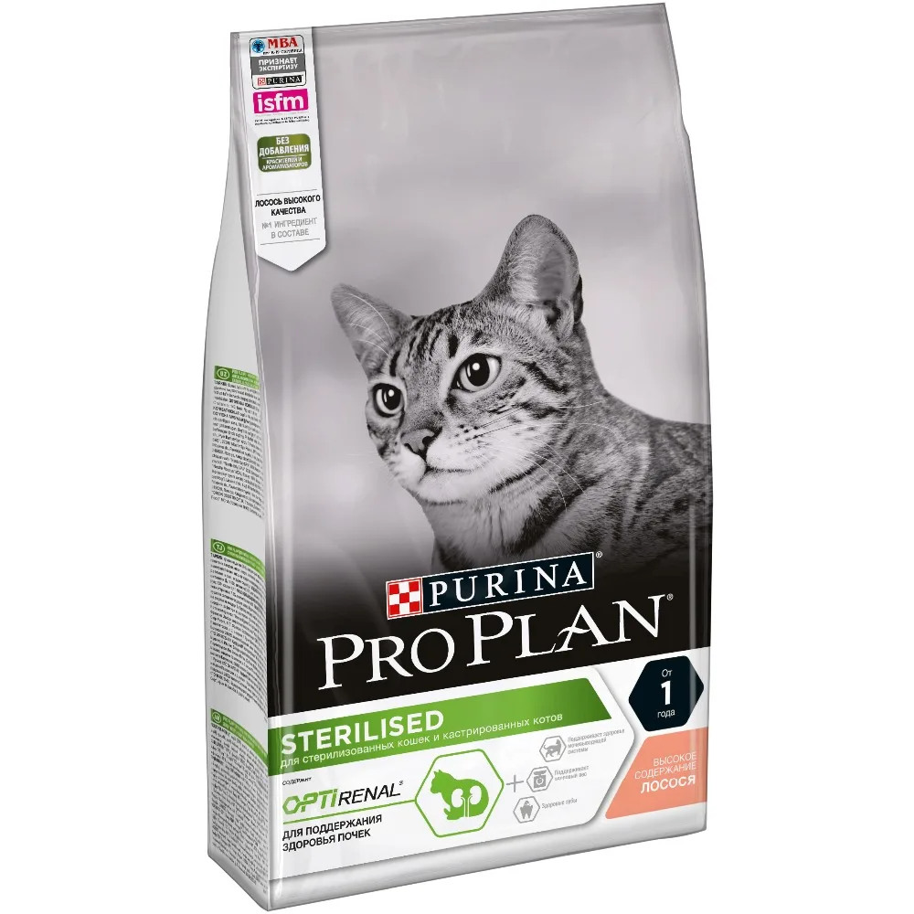 Сухой корм Purina Pro Plan для стерилизованных кошек и кастрированных котов, с лососем, 6 упаковок по 1.5кг