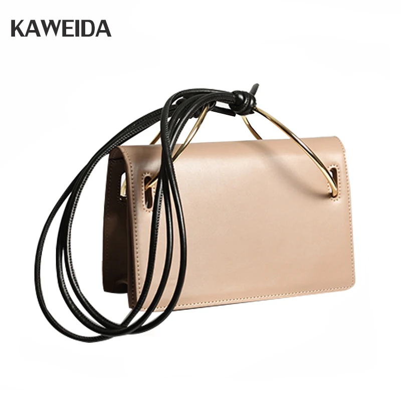 

Brand Designer Women Shoulder Bag Genuine Leather Messenger Bags Female Personalized Metal Ring Small Flap Mobile Package