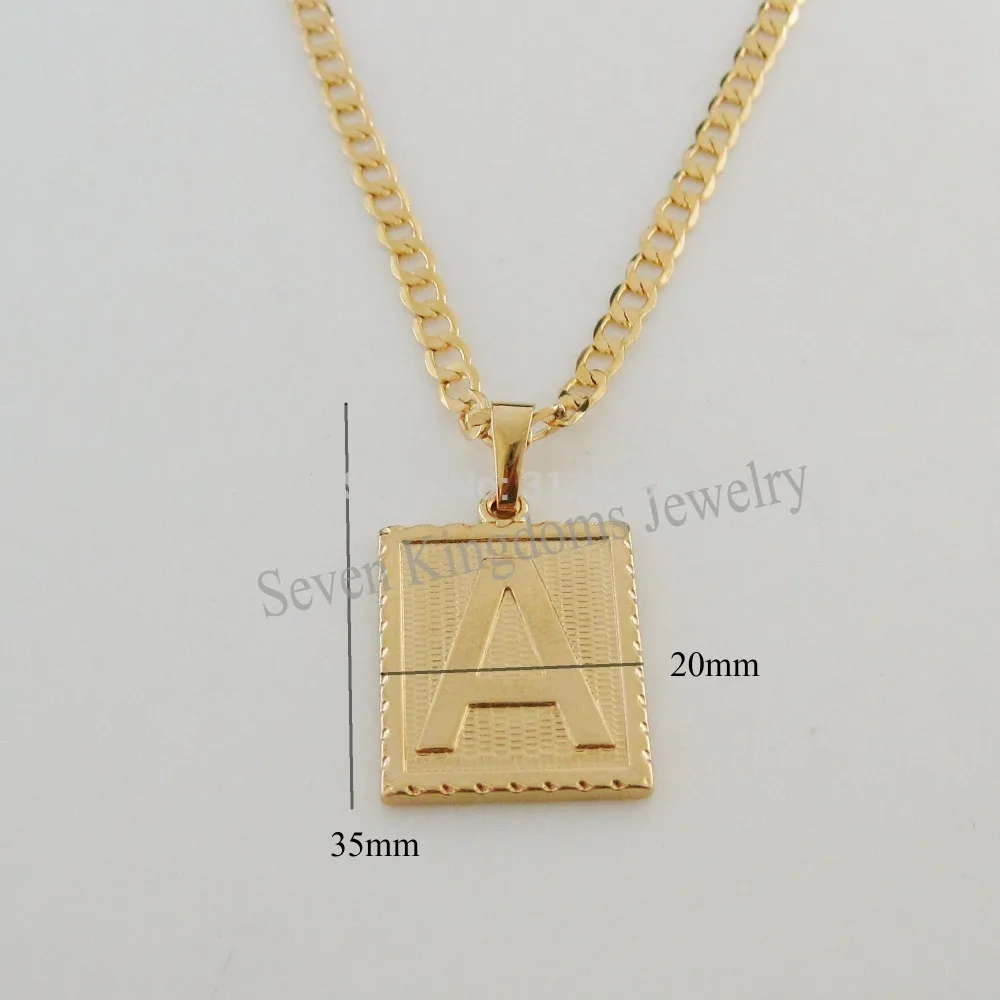 YELLOW GOLD OVERLAY FILLED BRASS 24&quot CUBAN NECKLACE&ampLETTER A INITIAL LETTERS INITIALS PENDANT/Great Gift/ | Украшения и