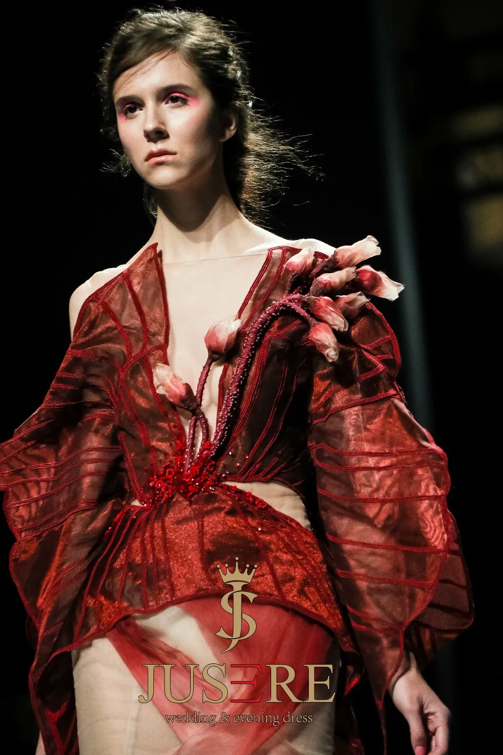 JUSERE SS модное Бордовое платье русалки для выпускного вечера с вышивкой 3D цветок с открытыми плечами длина до пола Вечерние платья Vestidos