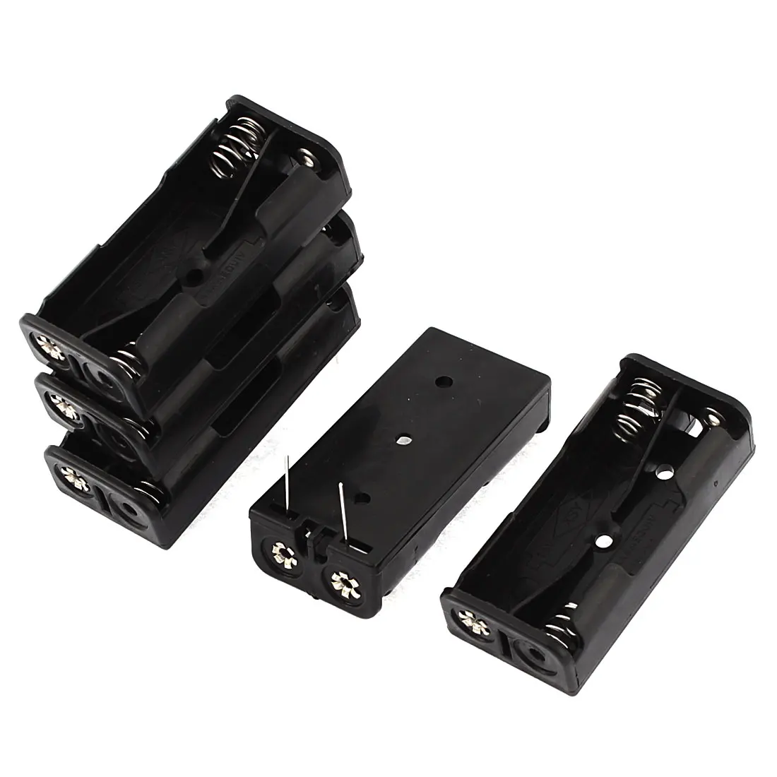 Uxcell 5 Pcs Plastic 2 Terminals 2 X 1.5V Aaa Battery Clip Holder Box