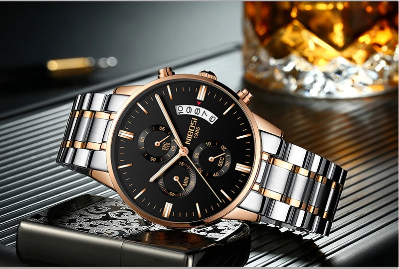 Reloj Hombre NIBOSI Chronograph Watch Men Waterproof Men Watches 2018 Luxury Brand Stainless Steel Fashion Dress Wristwatch Saat (7)