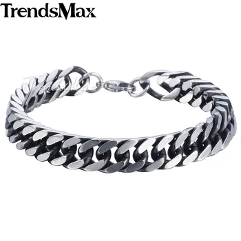 

Mens Bracelets Double Rombo Curb Link Chain Stainless Steel Bracelet For Male Jewelry Dropshipping Wholesale 8mm KKBM149