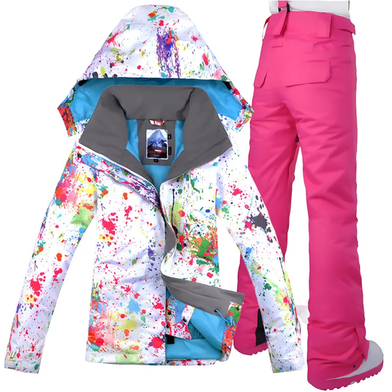 

GSOU SNOW Women Ski Suit Skiing Jacket Pant Snowboard Clothing Trouser Windproof Waterproof Super Warm Outdoor Sport Wear Suit