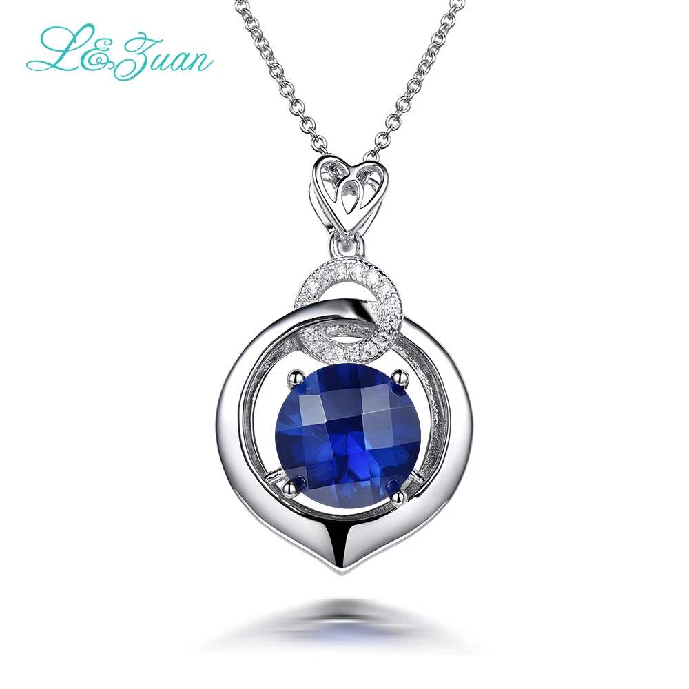 Я и Цзуань S925 серебро сапфир Для женщин Подвески Мода 5.29ct круглый синие камни