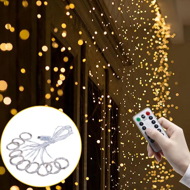 

3x3m 300LEDs Copper Wire Curtain String Light USB/Battery Christmas LED Fairy Light Holiday Wedding Decor Curtain String Lamp