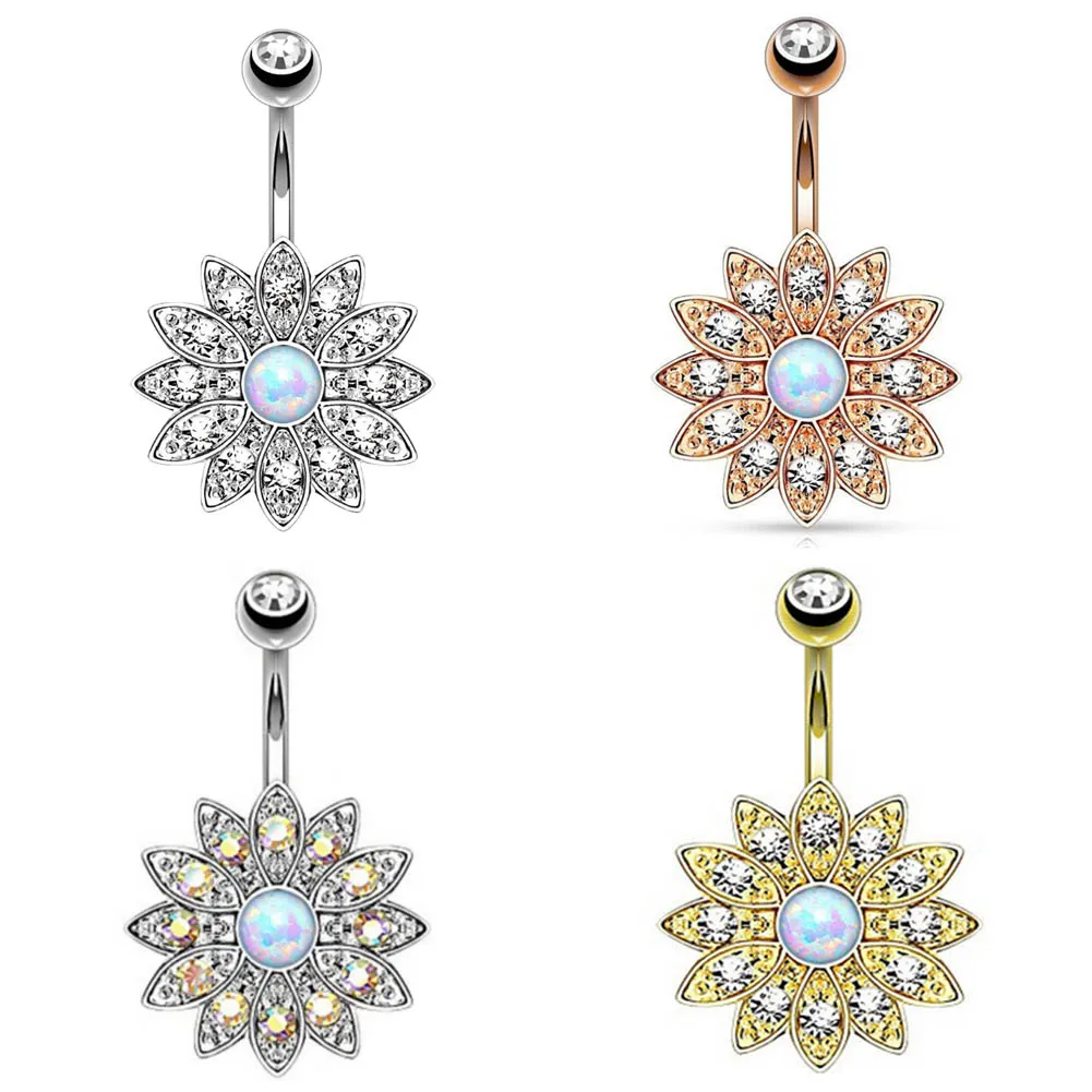 New Flower Navel Piercing Belly Button Rings Industrial Piercing Belly