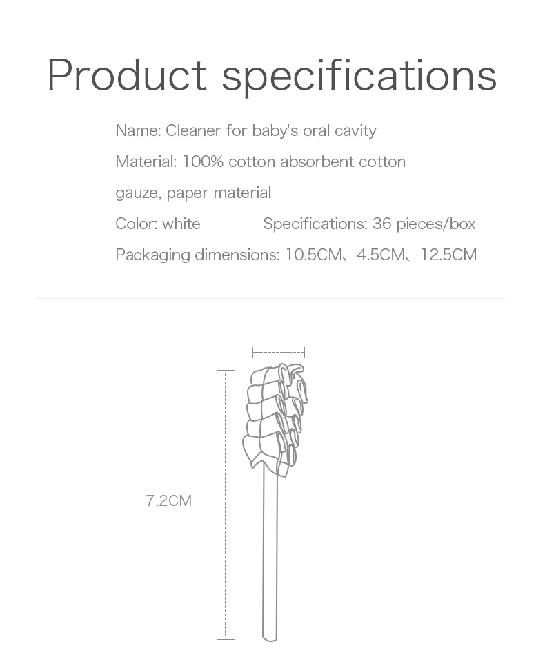 Babycare 36 шт. одноразовые детские ватные палочки зубные щётки прутик с ручкой язык очиститель марли младенческой очистка полости рта Stick