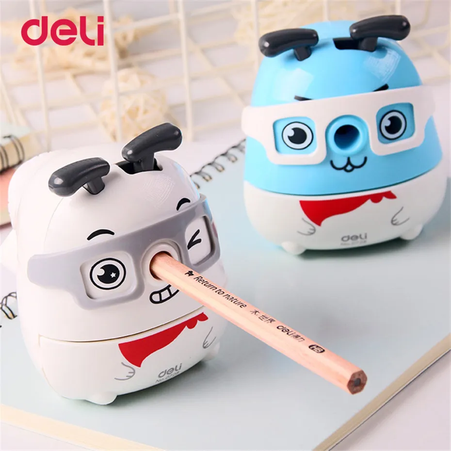 Deli 2018Cute Kawaii Animal Dog Pencil Sharpener Korean Kids School Supplies Stationery Hand Crank mechanical pencil sharpeners