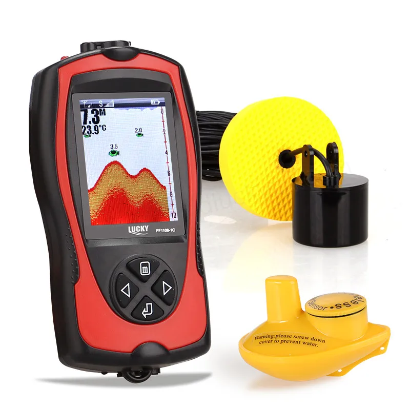 محظوظ FF1108-1C بروتابلي 2-in-1 أدوات صيد السمك مكتشف السونار محول سلك لاسلكي قابلة للماء 100 متر/328ft