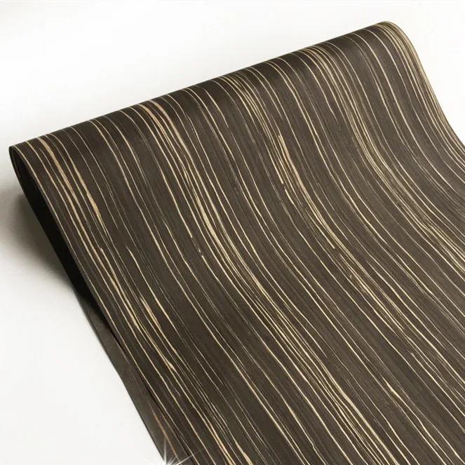

Artificial Veneer Technical Veneer Sliced Wood Engineering Veneer E.V. Ebony 64x250cm Backing with Tissue 0.2mm thick Q/C