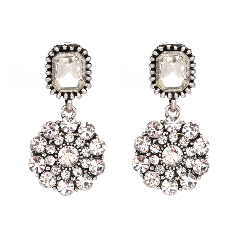 Серьги пусеты с цветком и кристаллами для девочек 2019|earrings for women|fashion earrings womenearrings
