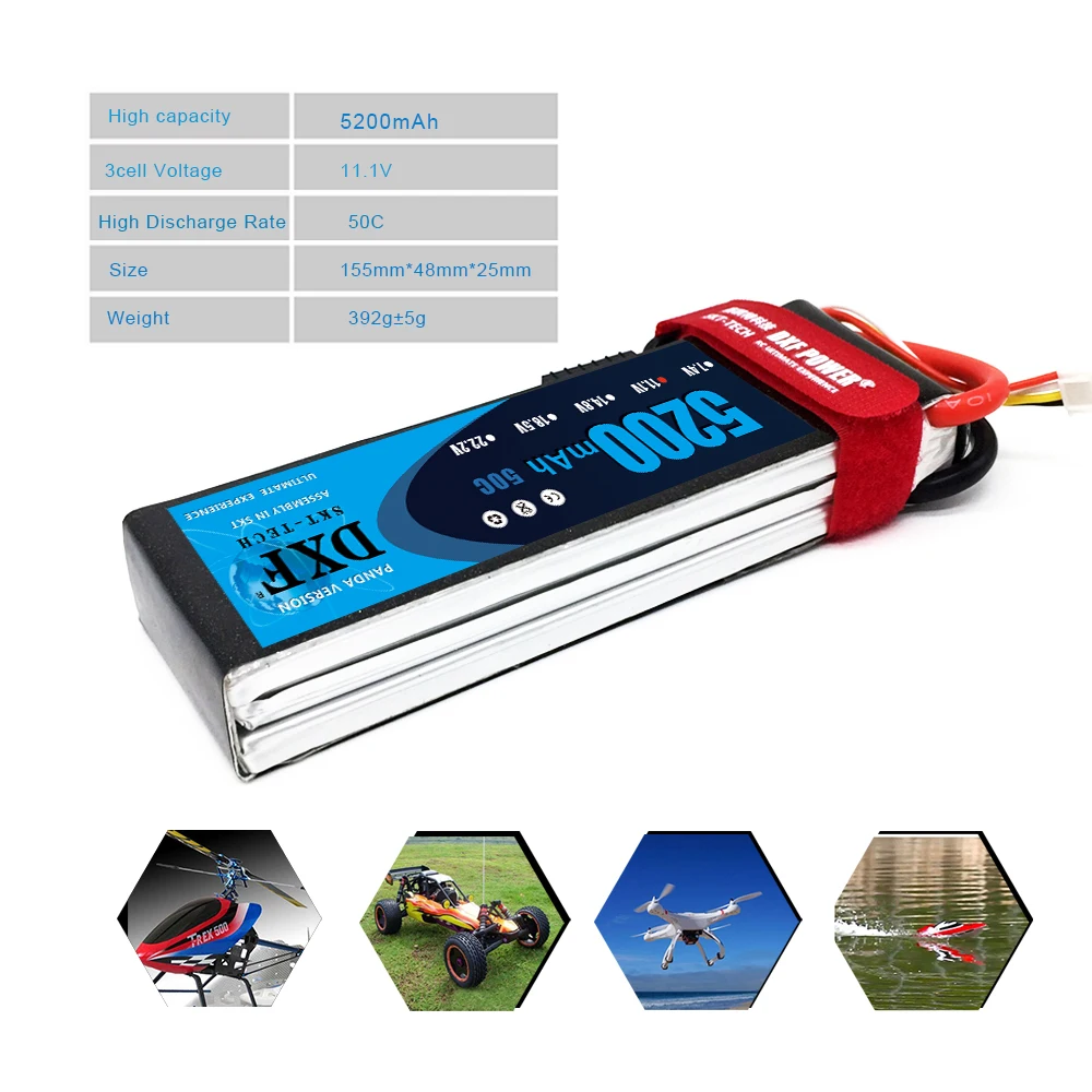 Lipo para o Barco do Carro do Helicóptero Bateria de 2 Pces Lipo 5200 Mah 50c-100c - 7.4 6500 Hardcase 60c-120c Akku rc Dxf 11.1 v 4 Bateria de 2 pces dxf lipo 11.1