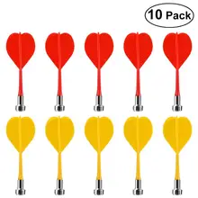 10pcs Replacement Durable Safe Plastic Wing Magnetic Darts Bullseye Target Game Toys (Red & Yellow)