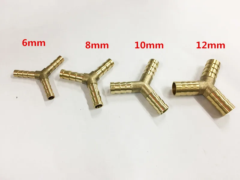 free shipping (50pcs/lot) Copper pipe fitting 3 Way Y type quick connector pagoda joint 6mm 8mm