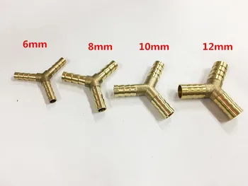 

free shipping (50pcs/lot) Copper pipe fitting 3-Way Y type quick connector pagoda joint 6mm 8mm 10mm 12mm