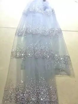 

sexy design glued glitter sequin lace fabric hot selling African French net Lace Fabric Jolin-9549 for party dress