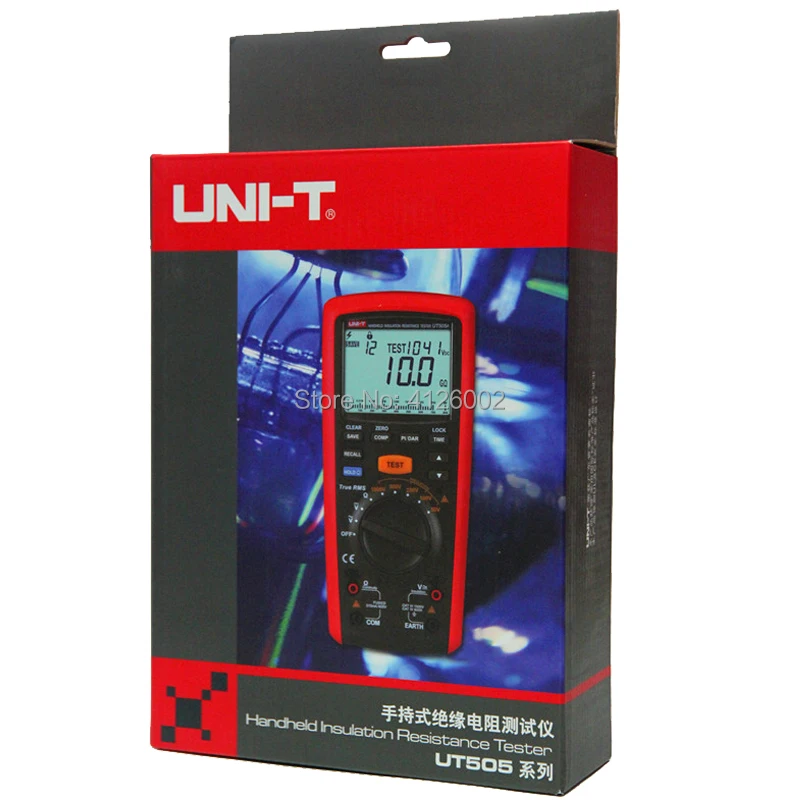 UNI-T UT505A ручной тестер сопротивления изоляции; 1000 В Мегаомметр, истинное среднеквадратичное значение, аналоговый барный график, напряжение/частота/Емкость