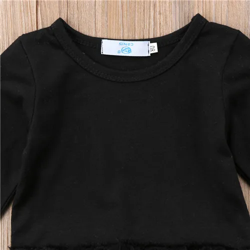 0-24 м новорожденный младенец ребенок костюм для девочки хлопок длинный рукав черный тюль платье комбинезон детская одежда наряды повязка 2 шт