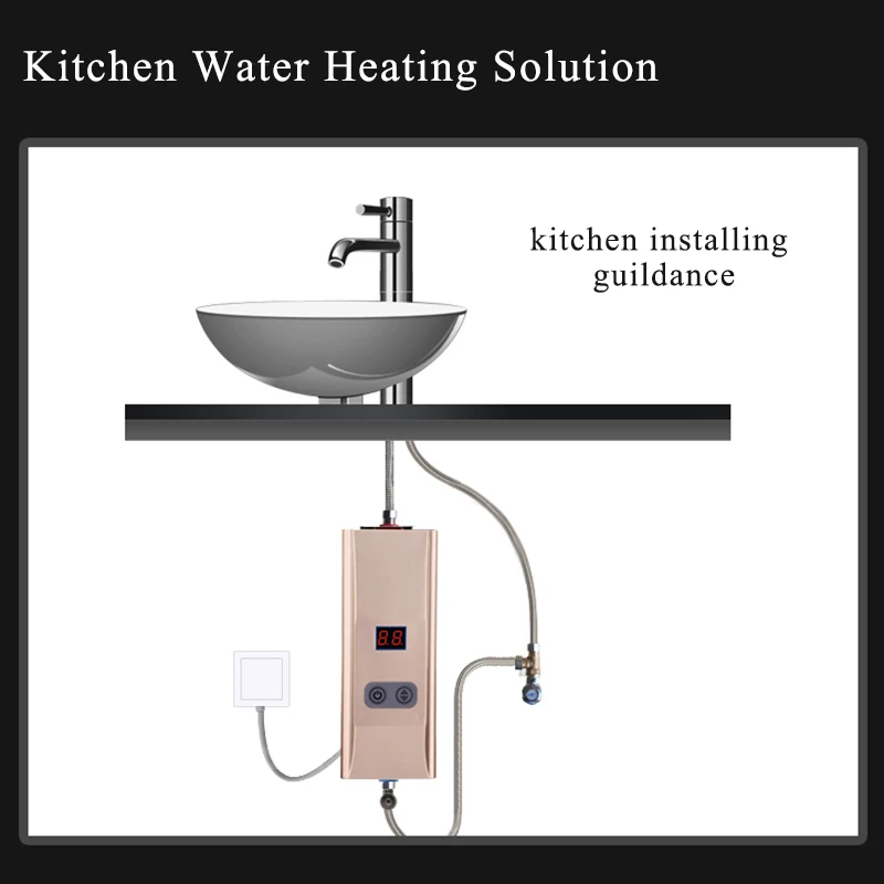 GWAI электрический водонагреватель с водонагревателем, 1 секунда, мгновенный проточный водонагреватель 5500 Вт для кухни и душа XC03