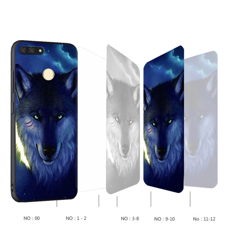 Huawei Honor 7a Case Original Cover for Huawei Honor 7a Case Bag Cover Skin Wolf Fish Skull honor 7a Fundas 100% BiNFUL 3