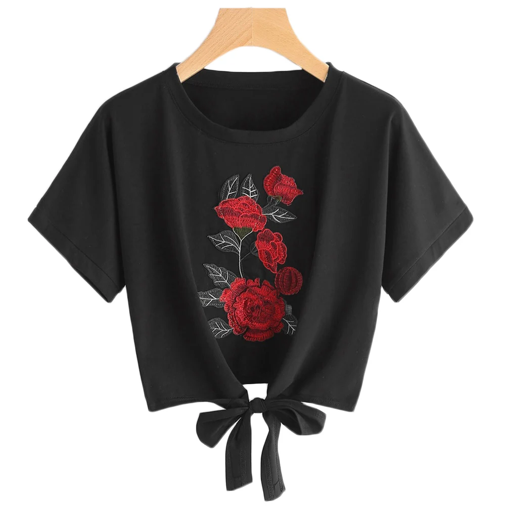 New Style Womens Tee Shirts Summer Women Clothing Cut Out O Neck Short