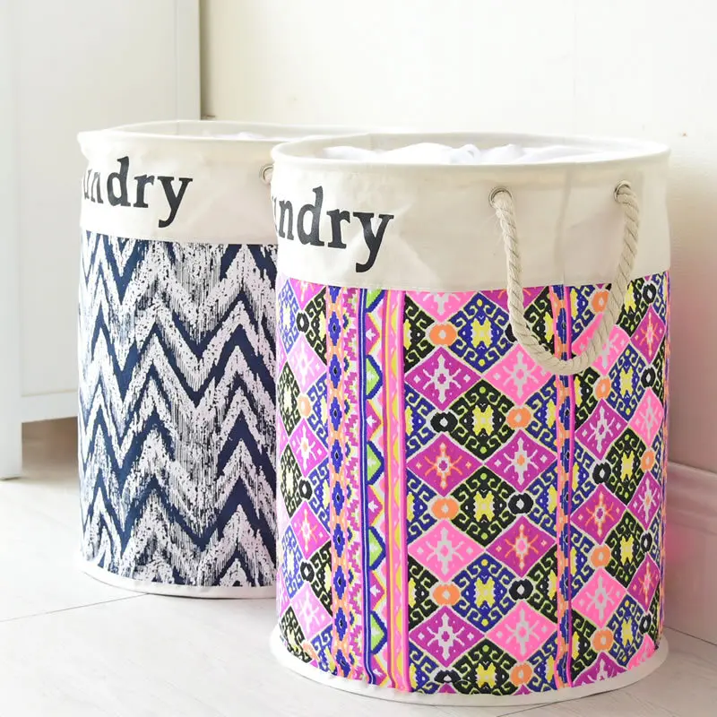 Polyester Laundry Basket with Cover Bag Dirty Clothes Pouch Folding