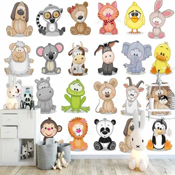 

Else Educational Colored Funny Forest Animals 3d Print Cartoon Cleanable Fabric Mural Kids Children Room Background Wallpaper