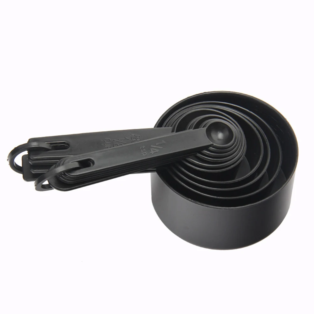 10 шт. черные мерные чашки и мерная ложка лопатка силиконовая ручка кухонный измерительный инструмент