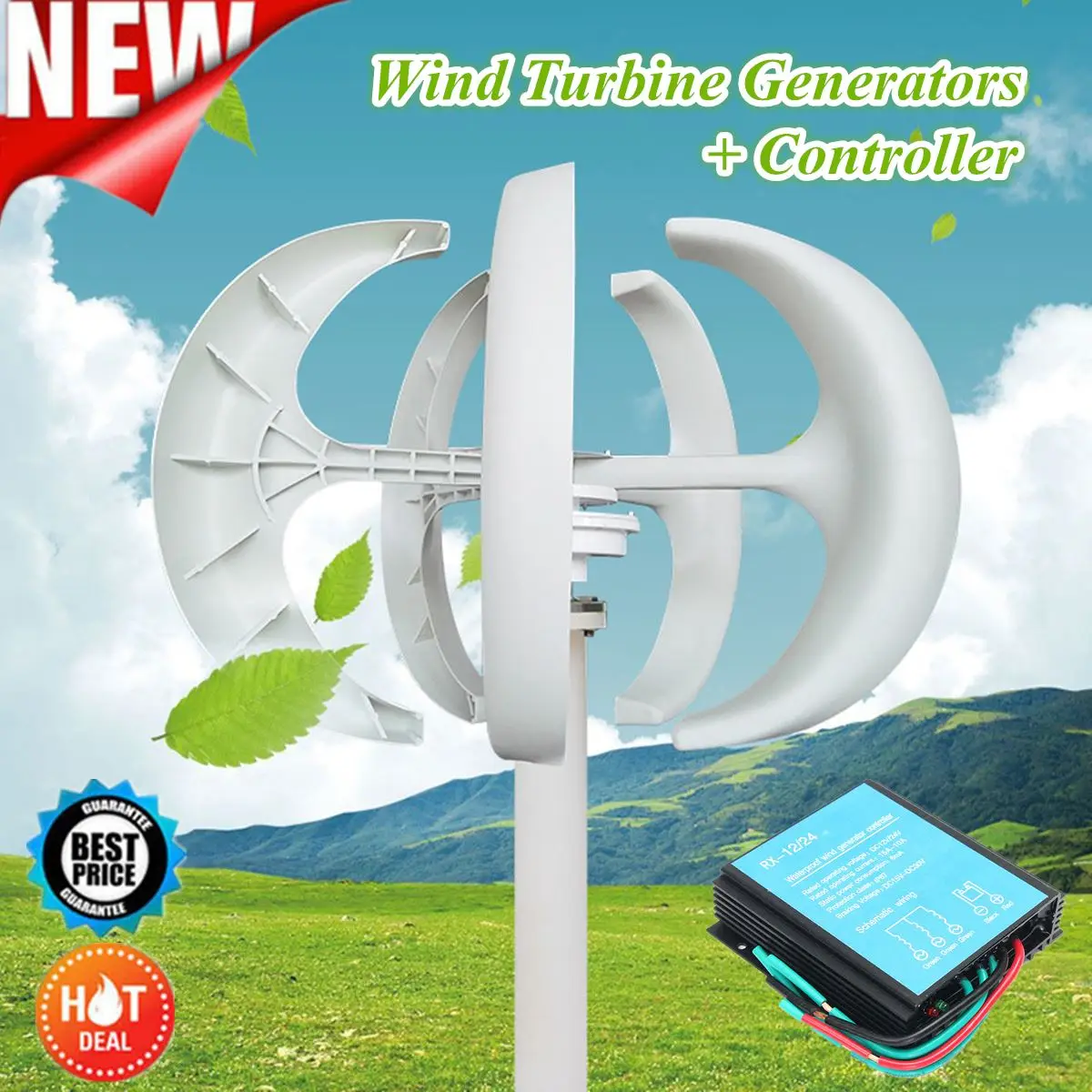 

100W 200W 300W 400W 12/24V Wind Generator Automatic Latern Generator With 600W Wind Controller For Hybrid Streetlight